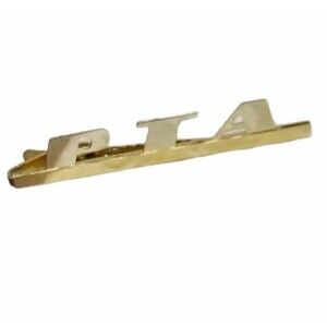 Hickock Tie Clip PTA Gold Tone Letters Long Tie Bar Signed USA Vintage